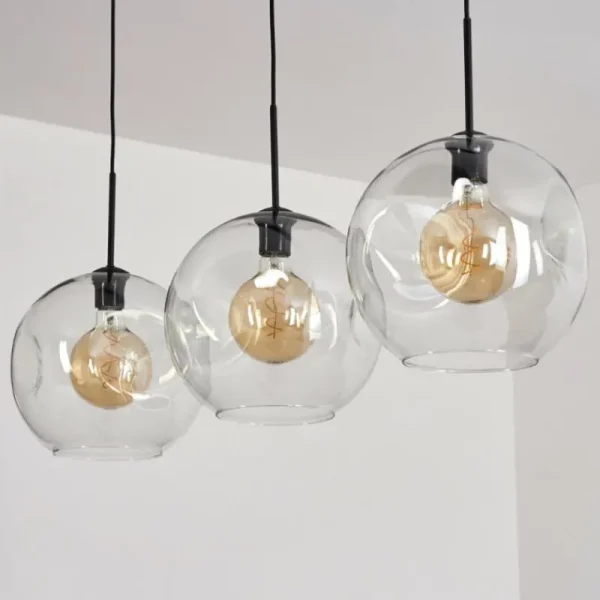 hofstein Suspension - Verre 30 cm Ripoll Clair, 3 lumières* Lampes En Verre