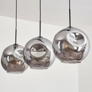 hofstein Suspension - Verre 30 cm Ripoll Fumé, 3 lumières* Lampes Modernes