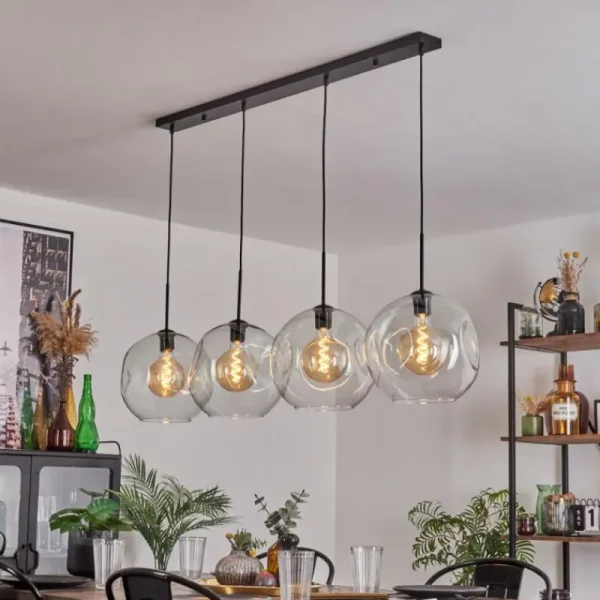 hofstein Suspension - Verre 30 cm Ripoll Clair, 4 lumières* Lampes En Verre