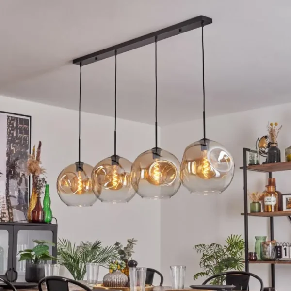hofstein Suspension - Verre 30 cm Ripoll Ambre, Clair, 4 lumières* Lampes En Verre