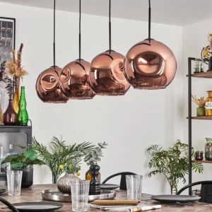 hofstein Suspension - Verre 25 cm Ripoll Cuivré, 4 lumières* Lampes En Verre