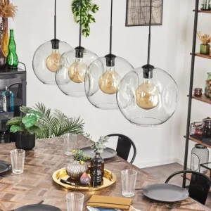 hofstein Suspension - Verre 30 cm Ripoll Clair, 4 lumières* Lampes En Verre