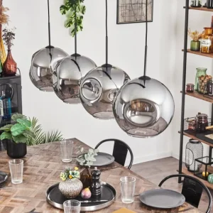 hofstein Suspension - Verre 30 cm Ripoll Fumé, 4 lumières* Lampes Modernes
