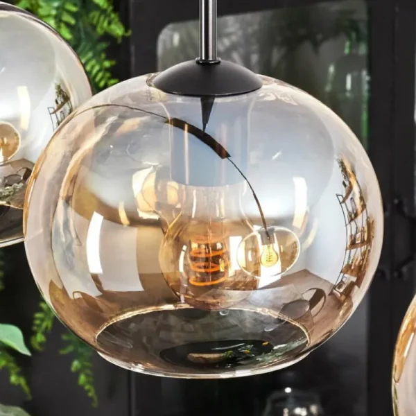 hofstein Suspension - Verre Apedo Ambre, 5 lumières* Lampes En Verre