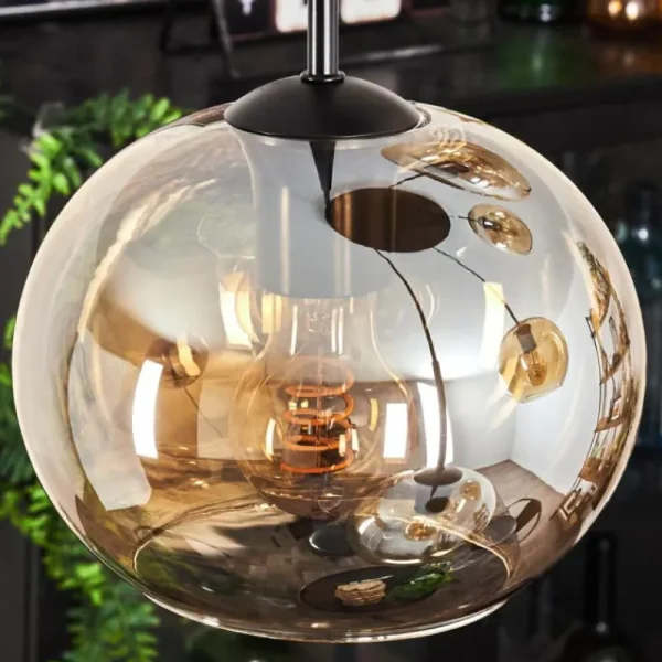 hofstein Suspension - Verre Apedo Ambre, 5 lumières* Lampes En Verre