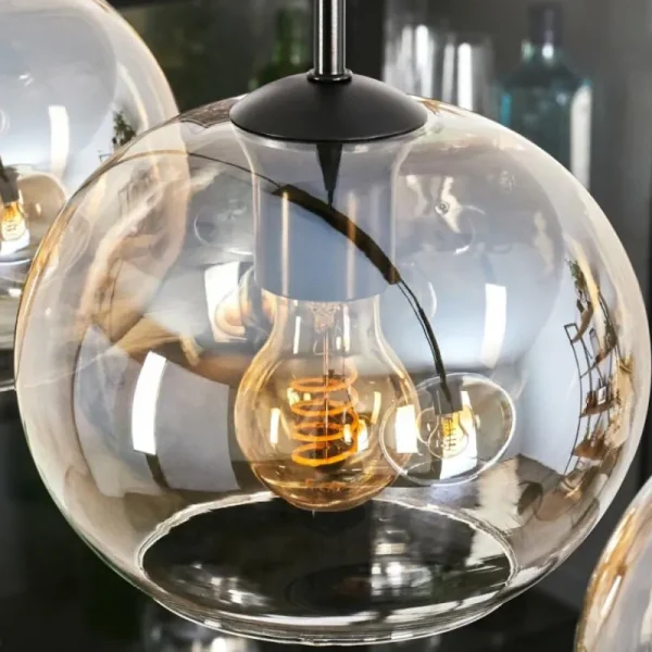 hofstein Suspension - Verre Apedo Ambre, Clair, 4 lumières* Lampes En Verre