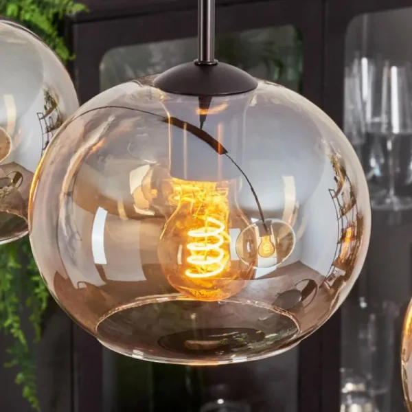 hofstein Suspension - Verre Apedo Ambre, 5 lumières* Lampes En Verre