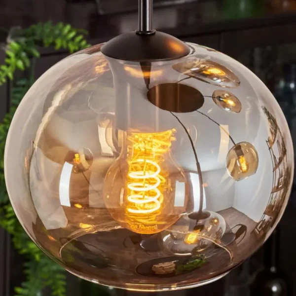 hofstein Suspension - Verre Apedo Ambre, 5 lumières* Lampes En Verre