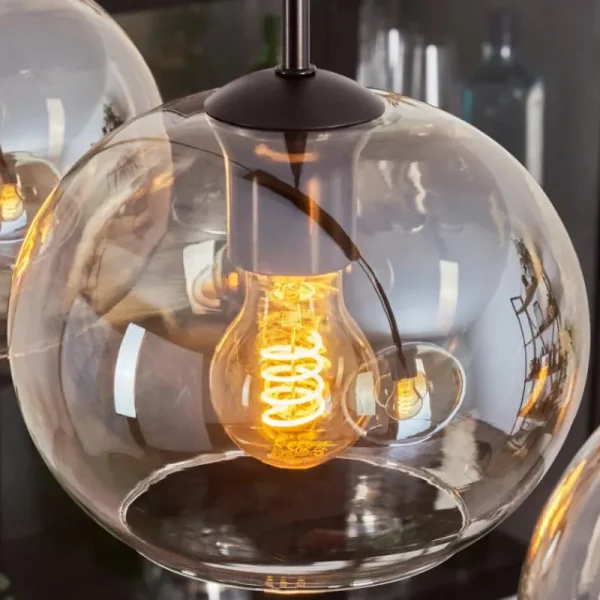 hofstein Suspension - Verre Apedo Ambre, Clair, 4 lumières* Lampes En Verre