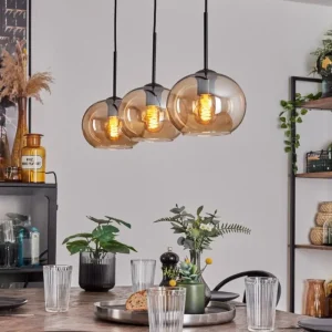 hofstein Suspension - Verre Apedo Ambre, 3 lumières* Lampes En Verre