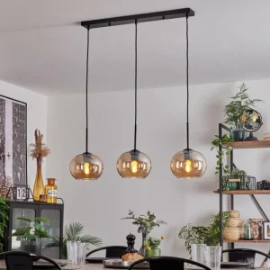 hofstein Suspension - Verre Apedo Ambre, 3 lumières* Lampes En Verre