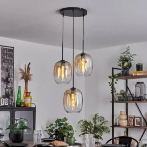 hofstein Suspension - Verre Apedo Ambre, Clair, 3 lumières* Lampes En Verre
