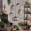 hofstein Suspension - Verre Apedo Clair, Fumé, 5 lumières* Lampes Modernes