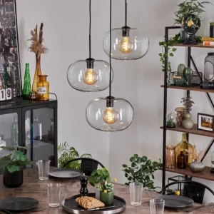 hofstein Suspension - Verre Apedo Clair, 3 lumières* Lampes En Verre