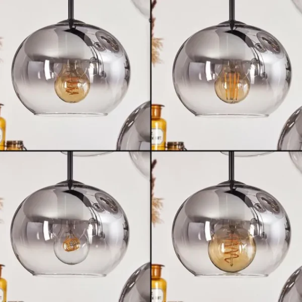 hofstein Suspension - Verre Apedo Clair, Fumé, 8 lumières* Lampes Modernes