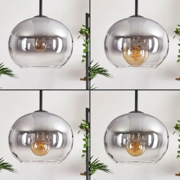 hofstein Suspension - Verre Apedo Clair, Fumé, 5 lumières* Lampes Modernes