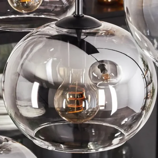 hofstein Suspension - Verre Apedo Clair, Fumé, 6 lumières* Lampes Modernes