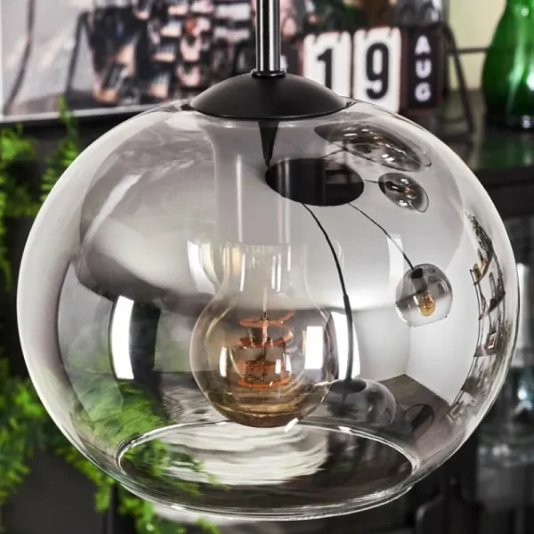 hofstein Suspension - Verre Apedo Clair, Fumé, 5 lumières* Lampes Modernes