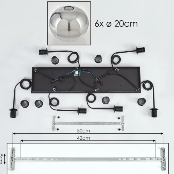 hofstein Suspension - Verre Apedo Clair, Fumé, 6 lumières* Lampes Modernes