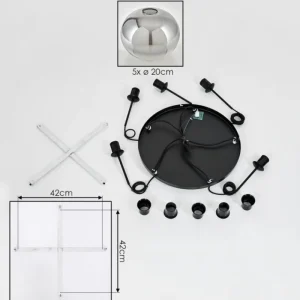 hofstein Suspension - Verre Apedo Clair, Fumé, 5 lumières* Lampes Modernes