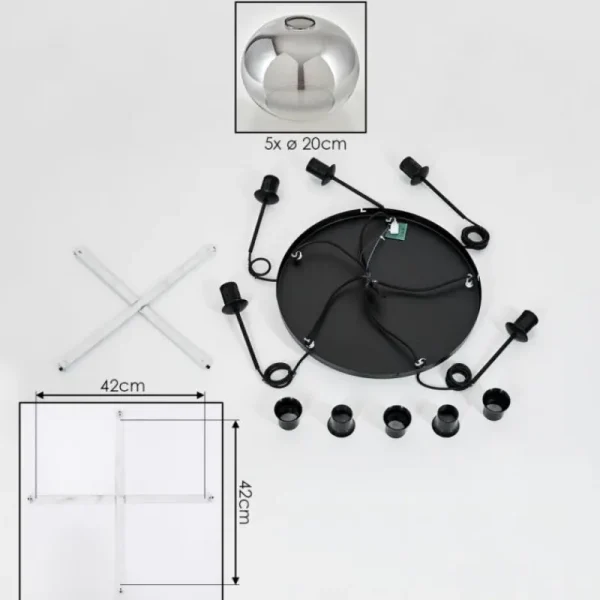 hofstein Suspension - Verre Apedo Clair, Fumé, 5 lumières* Lampes Modernes