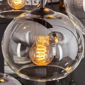 hofstein Suspension - Verre Apedo Clair, Fumé, 6 lumières* Lampes Modernes