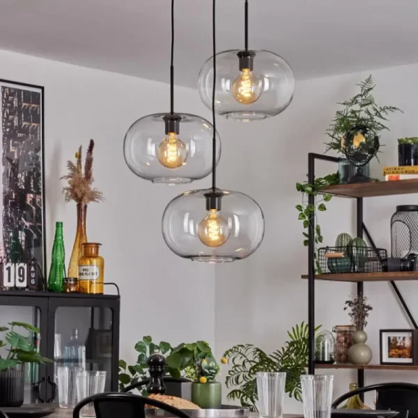 hofstein Suspension - Verre Apedo Clair, 3 lumières* Lampes En Verre