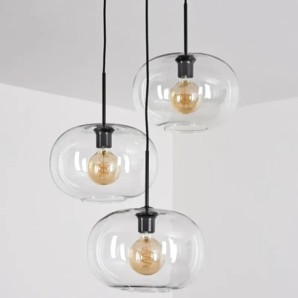hofstein Suspension - Verre Apedo Clair, 3 lumières* Lampes En Verre
