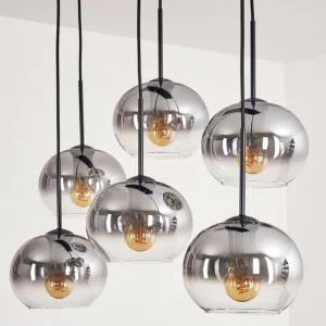 hofstein Suspension - Verre Apedo Clair, Fumé, 6 lumières* Lampes Modernes