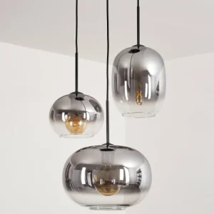 hofstein Suspension - Verre Apedo Clair, Fumé, 3 lumières* Lampes Modernes