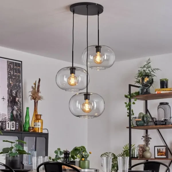 hofstein Suspension - Verre Apedo Clair, 3 lumières* Lampes En Verre