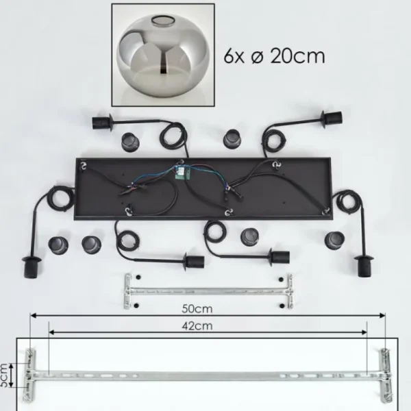 hofstein Suspension - Verre Apedo Fumé, 6 lumières* Lampes Modernes