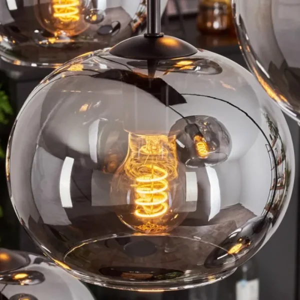 hofstein Suspension - Verre Apedo Fumé, 6 lumières* Lampes Modernes