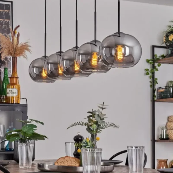 hofstein Suspension - Verre Apedo Fumé, 5 lumières* Lampes Modernes