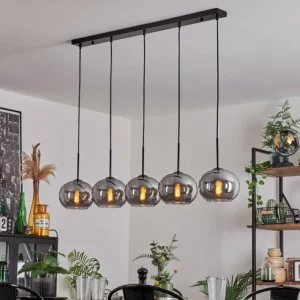 hofstein Suspension - Verre Apedo Fumé, 5 lumières* Lampes Modernes