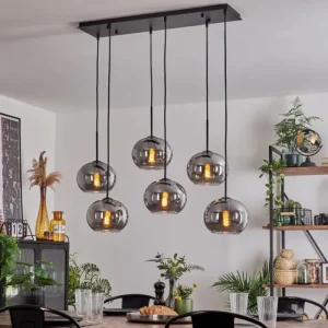 hofstein Suspension - Verre Apedo Fumé, 6 lumières* Lampes Modernes