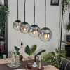 hofstein Suspension - Verre Gastor Chrome, Clair, Fumé, 4 lumières* Lampes Modernes