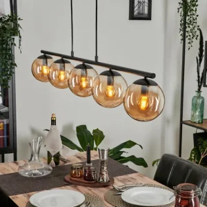 hofstein Suspension - Verre Gastor Ambre, 5 lumières* Lampes En Verre