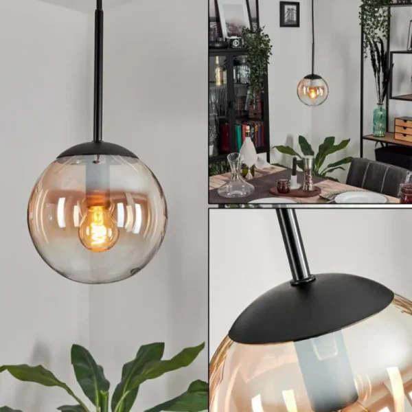 hofstein Suspension - Verre Gastor Ambre, Clair, 1 lumière* Lampes En Verre