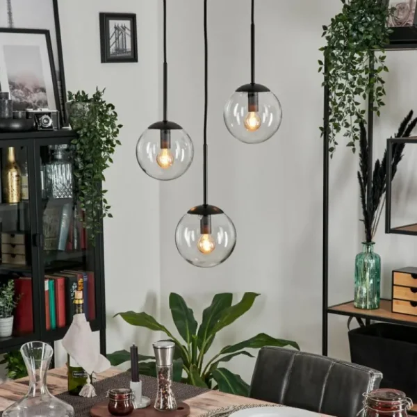 hofstein Suspension - Verre Gastor Clair, 3 lumières* Lampes En Verre