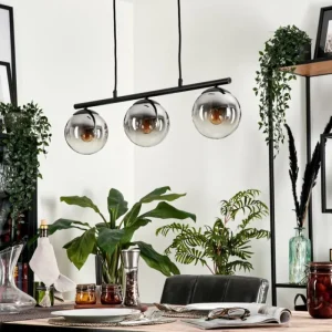 hofstein Suspension - Verre Gastor Chrome, Clair, Fumé, 3 lumières* Lampes Modernes
