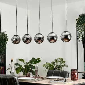 hofstein Suspension - Verre Gastor Chrome, Fumé, 5 lumières* Lampes Modernes
