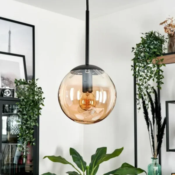 hofstein Suspension - Verre Gastor Ambre, 1 lumière* Lampes En Verre