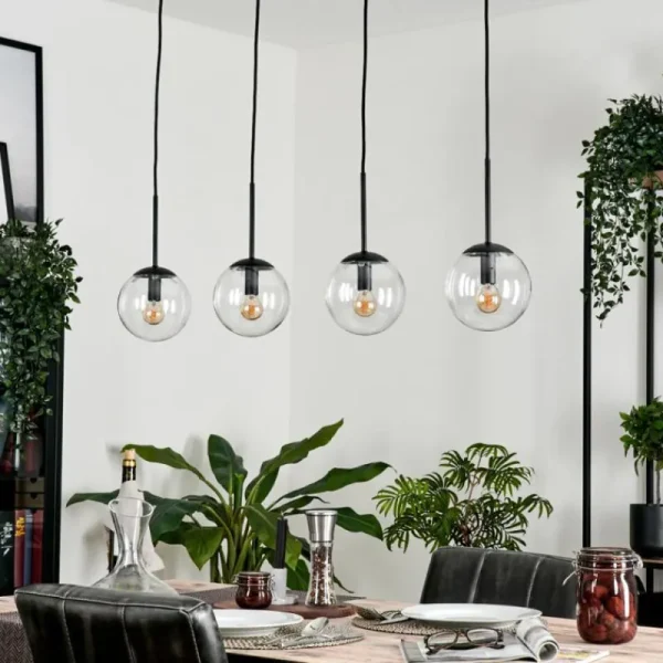 hofstein Suspension - Verre Gastor Clair, 4 lumières* Lampes En Verre