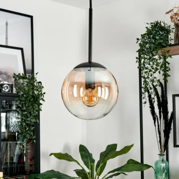 hofstein Suspension - Verre Gastor Ambre, Clair, 1 lumière* Lampes En Verre