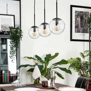 hofstein Suspension - Verre Gastor Clair, 3 lumières* Lampes En Verre