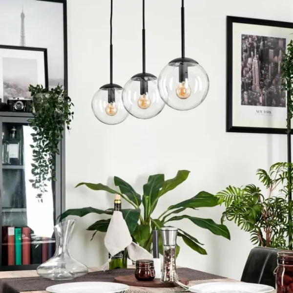 hofstein Suspension - Verre Gastor Clair, 3 lumières* Lampes En Verre