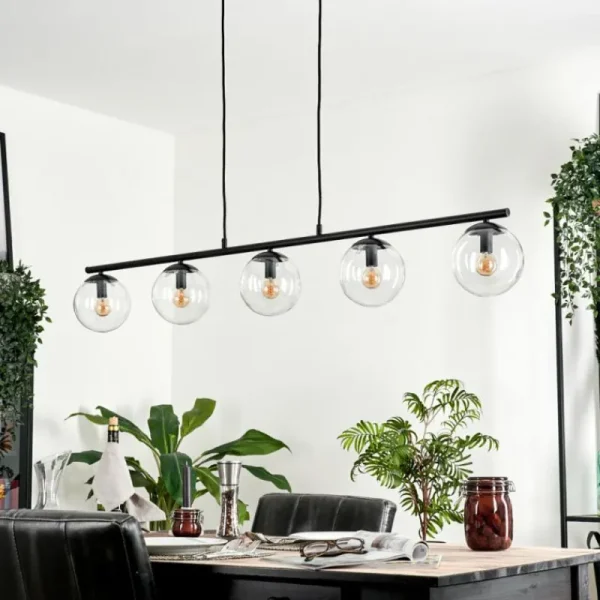 hofstein Suspension - Verre Gastor Clair, 5 lumières* Lampes En Verre