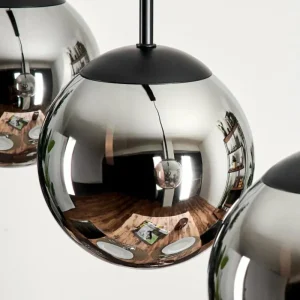 hofstein Suspension - Verre Gastor Chrome, Fumé, 5 lumières* Lampes Modernes
