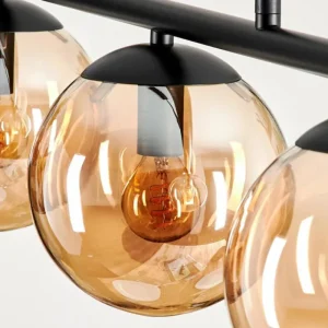 hofstein Suspension - Verre Gastor Ambre, 5 lumières* Lampes En Verre